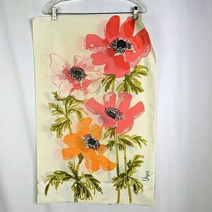 Vintage Vera Neumann Pillowcase Large Floral Pink Coral Orange Flower Burlington